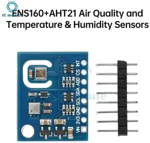 AJMRTC ENS160+AHT21 Air Quality Sensor Module, Detect eCO2, TVOC, Temperature & Humidity, I2C SPI Digital Output IAQ Monitoring Module for Smart Home HVAC IoT Environmental Monitoring Project AJMRTC ENS160+AHT21 Air Quality Sensor Module, Detect eCO2, TVOC, Temperature & Humidity, I2C SPI Digital Output IAQ Monitoring Module for Smart Home HVAC IoT Environmental Monitoring Project