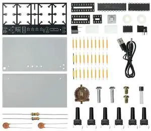 AJMRTC DIY Digital Clock Kit, 4Digit LED Display Soldering Practice Alarm Clock Module with Adjustable Brightness, Desktop Electronic Assembly Kit for Welding Exercise, STEM Tech Training & DIY Elect AJMRTC DIY Digital Clock Kit, 4Digit LED Display Soldering Practice Alarm Clock Module with Adjustable Brightness, Desktop Electronic Assembly Kit for Welding Exercise, STEM Tech Training & DIY Elect