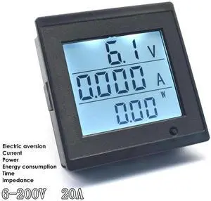 AJMRTC DC 6V200V 20A LCD Digital Multifunction Meter, DC Voltage Current Power Consumption Impedance Tester, LCD Display Monitor for Battery, Power Supply and Electronic Circuit Testing AJMRTC DC 6V200V 20A LCD Digital Multifunction Meter, DC Voltage Current Power Consumption Impedance Tester, LCD Display Monitor for Battery, Power Supply and Electronic Circuit Testing