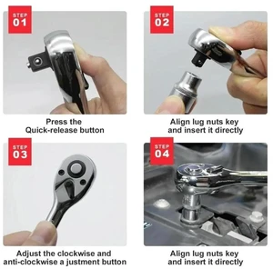 AJMRTC 72Tooth Ratchet Wrench, 1/4 Inch Drive Short Handle Compact Ratchet Spanner, Quick Release Reversible Hand Tool for Mechanical Repair, Automotive Maintenance and Tight Loosen Fastener Work AJMRTC 72Tooth Ratchet Wrench, 1/4 Inch Drive Short Handle Compact Ratchet Spanner, Quick Release Reversible Hand Tool for Mechanical Repair, Automotive Maintenance and Tight Loosen Fastener Work