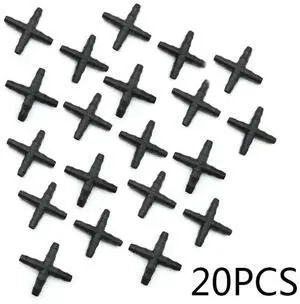 AJMRTC 20Pcs Barbed Cross Drip Irrigation Hose Fittings, Black Plastic Automatic Garden Water Hose Connector, Bulk 4Way Cross Joint for Drip Line Irrigation System Repair & Connection AJMRTC 20Pcs Barbed Cross Drip Irrigation Hose Fittings, Black Plastic Automatic Garden Water Hose Connector, Bulk 4Way Cross Joint for Drip Line Irrigation System Repair & Connection