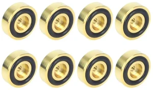 AJMRTC 8Pcs Brass Chopping Board Feet with NonSlip Rubber Pads, AntiSlide Mounting Foot Accessories for Kitchen Cutting Boards, Worktops and Multiple Flat Tabletop Surface Items AJMRTC 8Pcs Brass Chopping Board Feet with NonSlip Rubber Pads, AntiSlide Mounting Foot Accessories for Kitchen Cutting Boards, Worktops and Multiple Flat Tabletop Surface Items