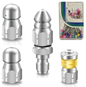 AJMRTC Rotating Sewer Jetter Nozzle, Silver Stainless Steel HighPressure Rotational Spray Tip, HeavyDuty Stainless Construction Drain Cleaning Nozzle for Sewer Pipe Jetting Equipment AJMRTC Rotating Sewer Jetter Nozzle, Silver Stainless Steel HighPressure Rotational Spray Tip, HeavyDuty Stainless Construction Drain Cleaning Nozzle for Sewer Pipe Jetting Equipment