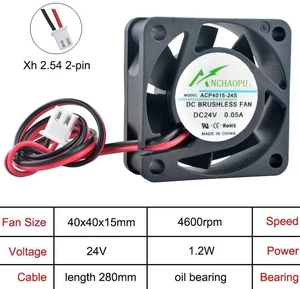 ACP4015 40x40x15mm DC24V 2Pin OilBearing Axial Cooling Fan, 40mm Replacement Fan for Printer, Power Supply and Small Electronic Equipment Heat Dissipation ACP4015 40x40x15mm DC24V 2Pin OilBearing Axial Cooling Fan, 40mm Replacement Fan for Printer, Power Supply and Small Electronic Equipment Heat Dissipation