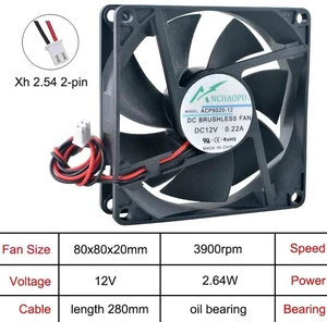 ACP8020 80x80x20mm DC12V 2Pin OilBearing HighSpeed Axial Cooling Fan, 80mm Replacement Fan for Inverter Power Supply and Industrial Electronic Equipment Heat Dissipation ACP8020 80x80x20mm DC12V 2Pin OilBearing HighSpeed Axial Cooling Fan, 80mm Replacement Fan for Inverter Power Supply and Industrial Electronic Equipment Heat Dissipation