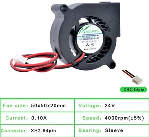 ACP5020 50x50x20mm DC24V 4000RPM Sleeve Bearing Turbine Blower Cooling Fan, 50mm Centrifugal Replacement Fan for Projectors and 3D Printers Heat Dissipation ACP5020 50x50x20mm DC24V 4000RPM Sleeve Bearing Turbine Blower Cooling Fan, 50mm Centrifugal Replacement Fan for Projectors and 3D Printers Heat Dissipation