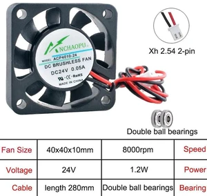 ACP4010 40x40x10mm DC24V 2Pin Dual Ball Bearing Axial Cooling Fan, Mini Replacement Fan for Power Supply, Printer, Industrial Control Computer, 3D Printer, DIY Industrial Electronic Equipment ACP4010 40x40x10mm DC24V 2Pin Dual Ball Bearing Axial Cooling Fan, Mini Replacement Fan for Power Supply, Printer, Industrial Control Computer, 3D Printer, DIY Industrial Electronic Equipment