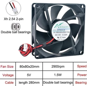 ACP8020 80x80x20mm HighSpeed Dual Ball Bearing Cooling Fan, DC5V 2Pin Axial Replacement Fan for Inverter Power Supply, Industrial Equipment, Chassis Cabinet & DIY Heat Dissipation Projects ACP8020 80x80x20mm HighSpeed Dual Ball Bearing Cooling Fan, DC5V 2Pin Axial Replacement Fan for Inverter Power Supply, Industrial Equipment, Chassis Cabinet & DIY Heat Dissipation Projects