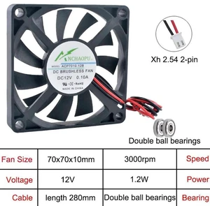 ACP7010 70mm UltraThin Dual Ball Bearing Axial Cooling Fan, DC12V 2Pin Replacement Fan for Power Supply Unit, Inverter, Industrial Equipment & Compact DIY Heat Dissipation Projects ACP7010 70mm UltraThin Dual Ball Bearing Axial Cooling Fan, DC12V 2Pin Replacement Fan for Power Supply Unit, Inverter, Industrial Equipment & Compact DIY Heat Dissipation Projects