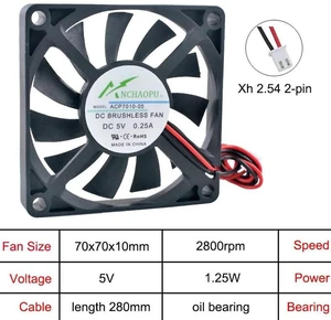 ACP7010 70mm UltraThin Axial Cooling Fan, DC5V OilCoated Shaft 2Pin Replacement Fan for Power Supply, Inverter, Embedded Device & Compact DIY Heat Dissipation Projects ACP7010 70mm UltraThin Axial Cooling Fan, DC5V OilCoated Shaft 2Pin Replacement Fan for Power Supply, Inverter, Embedded Device & Compact DIY Heat Dissipation Projects