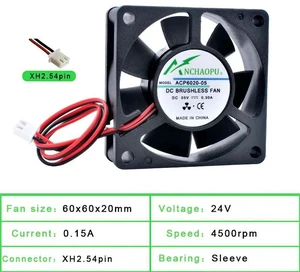 ACP6020 60x60x20mm 60mm 6cm Axial Cooling Fan, DC24V Sleeve Bearing 2Pin Replacement Fan for Computer Chassis, Power Supply, Charger, Inverter and Compact Electronic Equipment Heat Dissipation ACP6020 60x60x20mm 60mm 6cm Axial Cooling Fan, DC24V Sleeve Bearing 2Pin Replacement Fan for Computer Chassis, Power Supply, Charger, Inverter and Compact Electronic Equipment Heat Dissipation