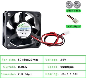 ACP5020 50x50x20mm 50mm 5cm Dual Ball Bearing Axial Cooling Fan, DC24V 2Pin Brushless Replacement Fan for Power Supplies, Chargers, Printers and Inverters ACP5020 50x50x20mm 50mm 5cm Dual Ball Bearing Axial Cooling Fan, DC24V 2Pin Brushless Replacement Fan for Power Supplies, Chargers, Printers and Inverters