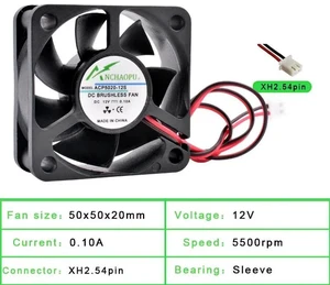 ACP5020 50x50x20mm 50mm 5cm Sleeve Bearing Axial Cooling Fan, DC12V 2Pin Brushless Replacement Fan for Power Supplies, Chargers, Printers and Inverters ACP5020 50x50x20mm 50mm 5cm Sleeve Bearing Axial Cooling Fan, DC12V 2Pin Brushless Replacement Fan for Power Supplies, Chargers, Printers and Inverters