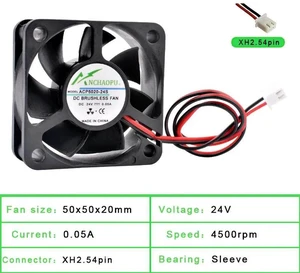 ACP5020 50x50x20mm 50mm 5cm Sleeve Bearing Axial Cooling Fan, DC24V 2Pin Brushless Replacement Fan for Power Supplies, Chargers, Printers and Inverters ACP5020 50x50x20mm 50mm 5cm Sleeve Bearing Axial Cooling Fan, DC24V 2Pin Brushless Replacement Fan for Power Supplies, Chargers, Printers and Inverters