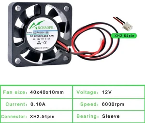 ACP4010 40x40x10mm 40mm DC12V Sleeve Bearing 2Pin Miniature Axial Cooling Fan, 4CM Slim Replacement Fan for Power Monitoring Devices, Chargers and Compact Electronic Heat Dissipation ACP4010 40x40x10mm 40mm DC12V Sleeve Bearing 2Pin Miniature Axial Cooling Fan, 4CM Slim Replacement Fan for Power Monitoring Devices, Chargers and Compact Electronic Heat Dissipation
