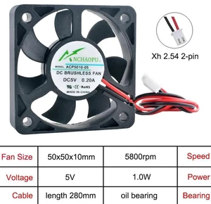 ACP5010 50x50x10mm DC5V 2Pin OilImpregnated Bearing Axial Cooling Fan, 50mm Slim Compact Replacement Fan for Industrial Equipment, Power Modules and Small Electronic Device Heat Dissipation ACP5010 50x50x10mm DC5V 2Pin OilImpregnated Bearing Axial Cooling Fan, 50mm Slim Compact Replacement Fan for Industrial Equipment, Power Modules and Small Electronic Device Heat Dissipation