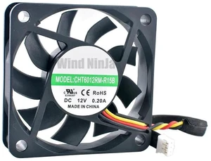 CHT6012RMR15B 60x60x15mm 60mm DC12V 0.20A 3Pin Axial Cooling Fan, 6CM Replacement Fan for Switching Power Supplies, Power Modules and Industrial Electronic Equipment Heat Dissipation CHT6012RMR15B 60x60x15mm 60mm DC12V 0.20A 3Pin Axial Cooling Fan, 6CM Replacement Fan for Switching Power Supplies, Power Modules and Industrial Electronic Equipment Heat Dissipation