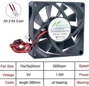 ACP7020 HighSpeed 70mm Axial Cooling Fan, DC 5V OilBearing 2Pin Brushless Fan, Replacement Cooling Fan for Charger, Power Supply, Inverter and Industrial Electronic Device Heat Dissipation ACP7020 HighSpeed 70mm Axial Cooling Fan, DC 5V OilBearing 2Pin Brushless Fan, Replacement Cooling Fan for Charger, Power Supply, Inverter and Industrial Electronic Device Heat Dissipation