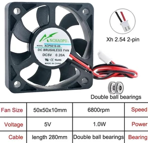ACP5010 50x50x10mm Axial Cooling Fan, MultiVoltage DC5V Dual Ball Bearing 2Pin Small Replacement Fan for Industrial Devices, Cabinet Hardware and Compact Industrial Equipment Heat Dissipation ACP5010 50x50x10mm Axial Cooling Fan, MultiVoltage DC5V Dual Ball Bearing 2Pin Small Replacement Fan for Industrial Devices, Cabinet Hardware and Compact Industrial Equipment Heat Dissipation