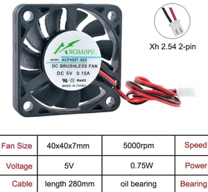 ACP4007 40x40x7mm UltraThin Axial Cooling Fan, DC5V 2Pin Slim Replacement Fan for Router, Projector and Compact Small Electronic Device Internal Heat Dissipation ACP4007 40x40x7mm UltraThin Axial Cooling Fan, DC5V 2Pin Slim Replacement Fan for Router, Projector and Compact Small Electronic Device Internal Heat Dissipation