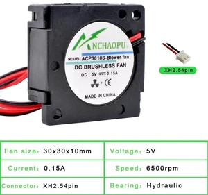 ACP3010S 30x30x10mm Miniature Centrifugal Blower Fan, DC5V LowNoise HighEfficiency 2Pin Small Replacement Cooling Fan for Projector, Printer and Compact Mini Electronic Equipment Heat Dissipation ACP3010S 30x30x10mm Miniature Centrifugal Blower Fan, DC5V LowNoise HighEfficiency 2Pin Small Replacement Cooling Fan for Projector, Printer and Compact Mini Electronic Equipment Heat Dissipation