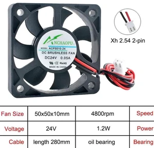 ACP5010 50x50x10mm Axial Cooling Fan, MultiVoltage DC24V OilImpregnated Bearing 2Pin Replacement Fan for Industrial Devices, Cabinet Hardware and Compact Industrial Equipment Heat Dissipation ACP5010 50x50x10mm Axial Cooling Fan, MultiVoltage DC24V OilImpregnated Bearing 2Pin Replacement Fan for Industrial Devices, Cabinet Hardware and Compact Industrial Equipment Heat Dissipation