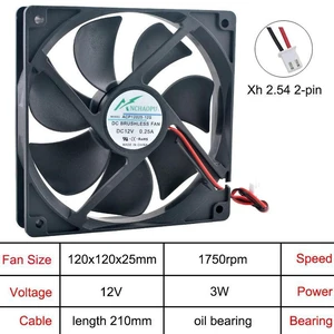 120mm Axial Cooling Fan DC 12V 2Pin OilImpregnated Bearing, 120x120x25mm Replacement Fan Compatible with ACP12025, for Chassis, Power Supply, Inverter, Cabinet Electronic Equipment Heat Dissipation 120mm Axial Cooling Fan DC 12V 2Pin OilImpregnated Bearing, 120x120x25mm Replacement Fan Compatible with ACP12025, for Chassis, Power Supply, Inverter, Cabinet Electronic Equipment Heat Dissipation