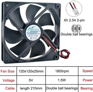 120mm Axial Cooling Fan DC 5V 2Pin DualBall Bearing 120x120x25mm Replacement Fan ACP12025, HighDurability Fan for Chassis, Power Supply and Inverter Electronic Equipment Heat Dissipation 120mm Axial Cooling Fan DC 5V 2Pin DualBall Bearing 120x120x25mm Replacement Fan ACP12025, HighDurability Fan for Chassis, Power Supply and Inverter Electronic Equipment Heat Dissipation