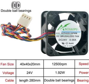 40mm HighSpeed PWM Cooling Fan DC 24V DualBall Bearing 4Pin 40x40x20mm Replacement Fan ACP402012PWM ACP402024PWM, Compact Axial Fan for Chassis, CPU and Server HighLoad Heat Dissipation 40mm HighSpeed PWM Cooling Fan DC 24V DualBall Bearing 4Pin 40x40x20mm Replacement Fan ACP402012PWM ACP402024PWM, Compact Axial Fan for Chassis, CPU and Server HighLoad Heat Dissipation
