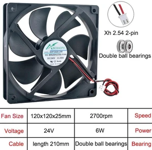 120mm Axial DualBall Bearing Cooling Fan, 120x120x25mm DC 24V 2Pin Replacement Vent Fan, HighPerformance Air Circulation Fan for Chassis, Power Supply and Inverter Heat Dissipation 120mm Axial DualBall Bearing Cooling Fan, 120x120x25mm DC 24V 2Pin Replacement Vent Fan, HighPerformance Air Circulation Fan for Chassis, Power Supply and Inverter Heat Dissipation