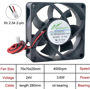 ACP7025 Axial OilBearing Cooling Fan, 70x70x25mm 70mm DC 24V Replacement Ventilation Fan, Air Circulation Cooler for Server Power Supply and Inverter Internal Heat Dissipation ACP7025 Axial OilBearing Cooling Fan, 70x70x25mm 70mm DC 24V Replacement Ventilation Fan, Air Circulation Cooler for Server Power Supply and Inverter Internal Heat Dissipation