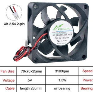 ACP7025 Axial OilBearing Cooling Fan, 70x70x25mm 70mm DC 5V Replacement Ventilation Fan, Air Circulation Cooler for Server Power Supply and Inverter Internal Heat Dissipation ACP7025 Axial OilBearing Cooling Fan, 70x70x25mm 70mm DC 5V Replacement Ventilation Fan, Air Circulation Cooler for Server Power Supply and Inverter Internal Heat Dissipation