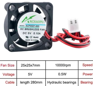 25x25x7mm UltraThin Mini Cooling Fan, 2.5cm DC 5V 2Pin Micro Connector Replacement Fan, Compact Slim Ventilation Fan for Printer and Power Supply Internal Heat Dissipation 25x25x7mm UltraThin Mini Cooling Fan, 2.5cm DC 5V 2Pin Micro Connector Replacement Fan, Compact Slim Ventilation Fan for Printer and Power Supply Internal Heat Dissipation