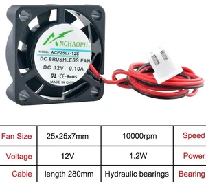 25x25x7mm UltraThin Mini Cooling Fan, 2.5cm DC 12V 2Pin Micro Connector Replacement Fan, Compact Slim Ventilation Fan for Printer and Power Supply Internal Heat Dissipation 25x25x7mm UltraThin Mini Cooling Fan, 2.5cm DC 12V 2Pin Micro Connector Replacement Fan, Compact Slim Ventilation Fan for Printer and Power Supply Internal Heat Dissipation