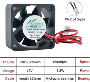 ACP3015 Miniature Axial Cooling Fan, 30x30x15mm 3cm DC 12V 2Pin XH2.54 Connector Replacement Fan, Compact Ventilation Fan for CPU and Power Supply Internal Heat Dissipation ACP3015 Miniature Axial Cooling Fan, 30x30x15mm 3cm DC 12V 2Pin XH2.54 Connector Replacement Fan, Compact Ventilation Fan for CPU and Power Supply Internal Heat Dissipation