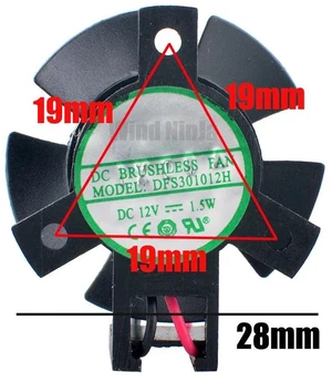 DFS301012H 28mm Diameter Mini Cooling Fan DC 12V 1.5W 2Pin Brushless Replacement Fan with 19x19x19mm Hole Spacing for Router, Industrial Computer CPU, Compact Embedded Hardware Heat Dissipation Parts DFS301012H 28mm Diameter Mini Cooling Fan DC 12V 1.5W 2Pin Brushless Replacement Fan with 19x19x19mm Hole Spacing for Router, Industrial Computer CPU, Compact Embedded Hardware Heat Dissipation Parts