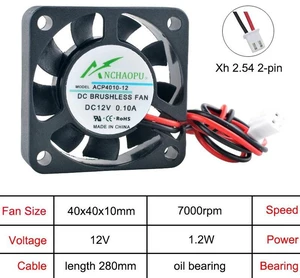 ACP4010 40x40x10mm 40mm Axial Cooling Fan, DC 12V 2Pin Oil Bearing 4cm Case Fan, Replacement Ventilation Fan for Power Supply, Printer and Industrial Control Computer Heat Dissipation Repair Part ACP4010 40x40x10mm 40mm Axial Cooling Fan, DC 12V 2Pin Oil Bearing 4cm Case Fan, Replacement Ventilation Fan for Power Supply, Printer and Industrial Control Computer Heat Dissipation Repair Part