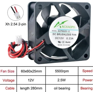 ACP6025 60x60x25mm 60mm Axial Cooling Fan, DC 12V 2Pin Oil Bearing Ventilation Fan, Replacement Cooling Fan for Charger, Power Supply and Inverter Internal Heat Dissipation System Repair Spare Part ACP6025 60x60x25mm 60mm Axial Cooling Fan, DC 12V 2Pin Oil Bearing Ventilation Fan, Replacement Cooling Fan for Charger, Power Supply and Inverter Internal Heat Dissipation System Repair Spare Part