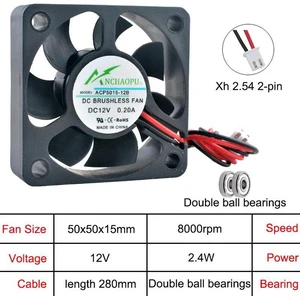 ACP5015 50x50x15mm 50mm Axial Cooling Fan, DC 12V 2Pin Dual Ball Bearing Case Fan, Replacement Ventilation Fan for Power Supply, Charger and Inverter Heat Dissipation Repair Spare Part ACP5015 50x50x15mm 50mm Axial Cooling Fan, DC 12V 2Pin Dual Ball Bearing Case Fan, Replacement Ventilation Fan for Power Supply, Charger and Inverter Heat Dissipation Repair Spare Part