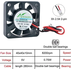 ACP4010 40x40x10mm 40mm Axial Cooling Fan, DC 5V 2Pin Dual Ball Bearing Case Fan, Replacement Ventilation Fan for Printer and Industrial Control Computer Power Supply Heat Dissipation Repair Spare ACP4010 40x40x10mm 40mm Axial Cooling Fan, DC 5V 2Pin Dual Ball Bearing Case Fan, Replacement Ventilation Fan for Printer and Industrial Control Computer Power Supply Heat Dissipation Repair Spare
