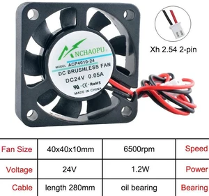 ACP4010 40x40x10mm 40mm Axial Cooling Fan, DC 24V 2Pin OilImpregnated Bearing Case Fan, Replacement Ventilation Fan for Printer and Industrial Control Computer Power Supply Heat Dissipation Repair ACP4010 40x40x10mm 40mm Axial Cooling Fan, DC 24V 2Pin OilImpregnated Bearing Case Fan, Replacement Ventilation Fan for Printer and Industrial Control Computer Power Supply Heat Dissipation Repair