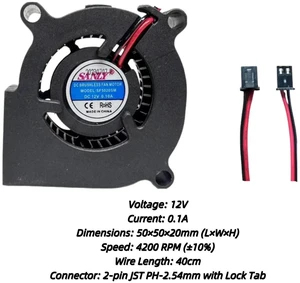 50mm Centrifugal Blower Fan DC 12V 0.10A 50x50x20mm Turbo Cooling Fan Replacement for SF5020SM SF5020SL F5020, Ultra Quiet for Air Purifier Humidifier CNC Machine DIY Ventilation Cooling Projects 50mm Centrifugal Blower Fan DC 12V 0.10A 50x50x20mm Turbo Cooling Fan Replacement for SF5020SM SF5020SL F5020, Ultra Quiet for Air Purifier Humidifier CNC Machine DIY Ventilation Cooling Projects