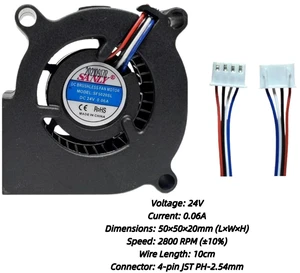 50mm Centrifugal Blower Fan DC 24V 0.06A 50x50x20mm Turbo Cooling Fan Replacement for SF5020SM SF5020SL F5020, Ultra Quiet for Air Purifier Humidifier CNC Machine DIY Ventilation Cooling Projects 50mm Centrifugal Blower Fan DC 24V 0.06A 50x50x20mm Turbo Cooling Fan Replacement for SF5020SM SF5020SL F5020, Ultra Quiet for Air Purifier Humidifier CNC Machine DIY Ventilation Cooling Projects