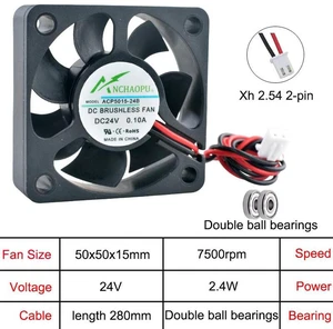 50x50x15mm Axial Cooling Fan DC 24V Dual Ball Bearing 2Pin Replacement for ACP5015, Compact Brushless Fan for Power Supply, Charger, Inverter Internal Heat Dissipation Replacement Projects 50x50x15mm Axial Cooling Fan DC 24V Dual Ball Bearing 2Pin Replacement for ACP5015, Compact Brushless Fan for Power Supply, Charger, Inverter Internal Heat Dissipation Replacement Projects