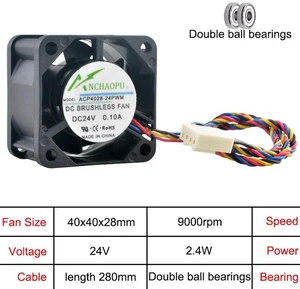 ACP402812PWM ACP402824PWM 40x40x28mm 40mm HighSpeed Cooling Fan, DC 24V 4Pin PWM 900013000RPM Replacement Fan for PC Case, CPU and Power Supply Heat Dissipation ACP402812PWM ACP402824PWM 40x40x28mm 40mm HighSpeed Cooling Fan, DC 24V 4Pin PWM 900013000RPM Replacement Fan for PC Case, CPU and Power Supply Heat Dissipation