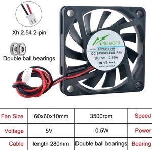 5Pack ACP6010 60x60x10mm DC 5V Dual Ball Bearing 2Pin UltraThin Axial Cooling Fans, 60mm 6010 Brushless Replacement Fans for Charger, Power Supply Electronic Device Heat Dissipation Ventilation Fan 5Pack ACP6010 60x60x10mm DC 5V Dual Ball Bearing 2Pin UltraThin Axial Cooling Fans, 60mm 6010 Brushless Replacement Fans for Charger, Power Supply Electronic Device Heat Dissipation Ventilation Fan