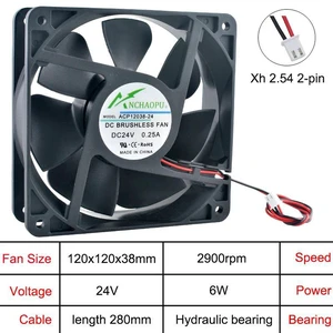 120mm 120x120x38mm DC 24V Hydraulic 2Pin Axial Cooling Fan Replacement for ACP12038, 12CM Fan for Chassis, Power Supply, Inverter and Industrial Equipment Heat Dissipation 120mm 120x120x38mm DC 24V Hydraulic 2Pin Axial Cooling Fan Replacement for ACP12038, 12CM Fan for Chassis, Power Supply, Inverter and Industrial Equipment Heat Dissipation