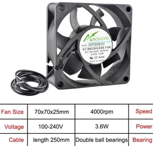 70mm 70x70x25mm EC Brushless Axial Cooling Fan, WideVoltage AC 110V240V RackMount Fan for Server Cabinet, Industrial Control Equipment Ventilation Heat Dissipation 70mm 70x70x25mm EC Brushless Axial Cooling Fan, WideVoltage AC 110V240V RackMount Fan for Server Cabinet, Industrial Control Equipment Ventilation Heat Dissipation