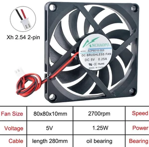 3Pack 80mm 80x80x10mm UltraThin OilBearing 2Pin DC 5V Axial Cooling Fan Replacement for ACP8010, 8CM Slim Fan for CPU Heatsink, Power Supply and PC Chassis Internal Heat Dissipation 3Pack 80mm 80x80x10mm UltraThin OilBearing 2Pin DC 5V Axial Cooling Fan Replacement for ACP8010, 8CM Slim Fan for CPU Heatsink, Power Supply and PC Chassis Internal Heat Dissipation