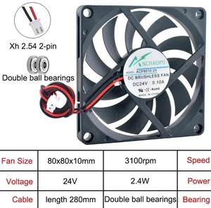 3 PCS ACP8010 UltraThin Axial Cooling Fan, 80×80×10mm 80mm DC 24V 2Pin DualBall Bearing Replacement Fan for CPU, Power Supply and Computer Chassis Heat Dissipation 3 PCS ACP8010 UltraThin Axial Cooling Fan, 80×80×10mm 80mm DC 24V 2Pin DualBall Bearing Replacement Fan for CPU, Power Supply and Computer Chassis Heat Dissipation